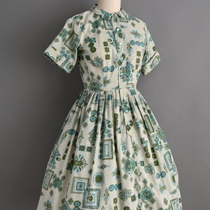 vintage 1960s Dress Vintage Cotton Print Shirtwaist Dress Small image 6