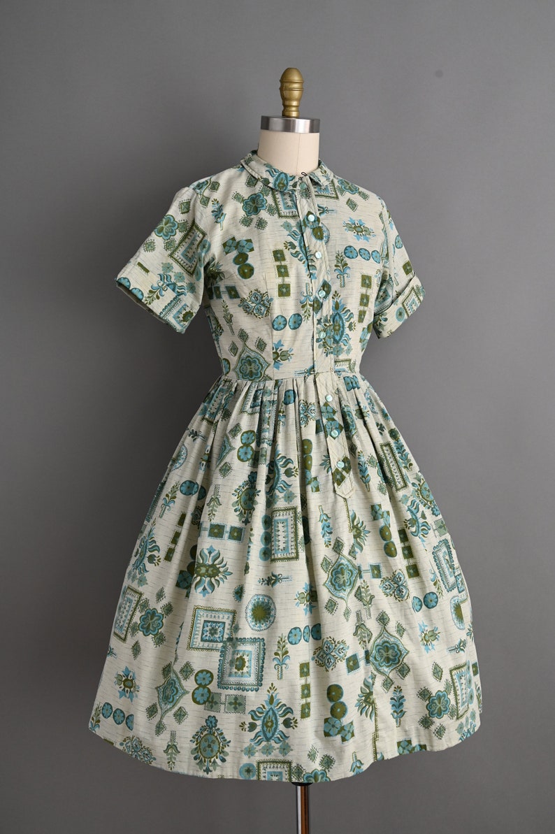 vintage 1960s Dress Vintage Cotton Print Shirtwaist Dress Small image 6