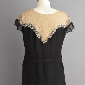vintage 1920s antique black chiffon lace flapper dress Large image 10