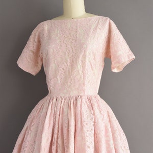 vintage 1950s dress Pastel Pink Sweeping Full Skirt Party Dress Small image 8