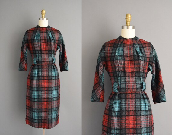 vintage 1950s dress | Trudy O' Neil plaid print Wi