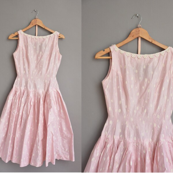 vintage 50s bombshell bumble gum pink party dress / Spring Cleaning Dress SALE