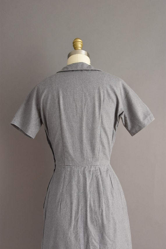 vintage 1950s dress | Lanz Gray Short Sleeve Penc… - image 9
