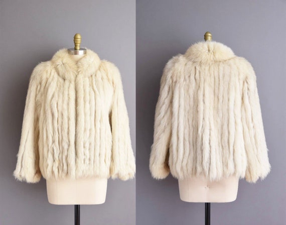 Vintage 60s white Fox fur long sleeve coat - Size