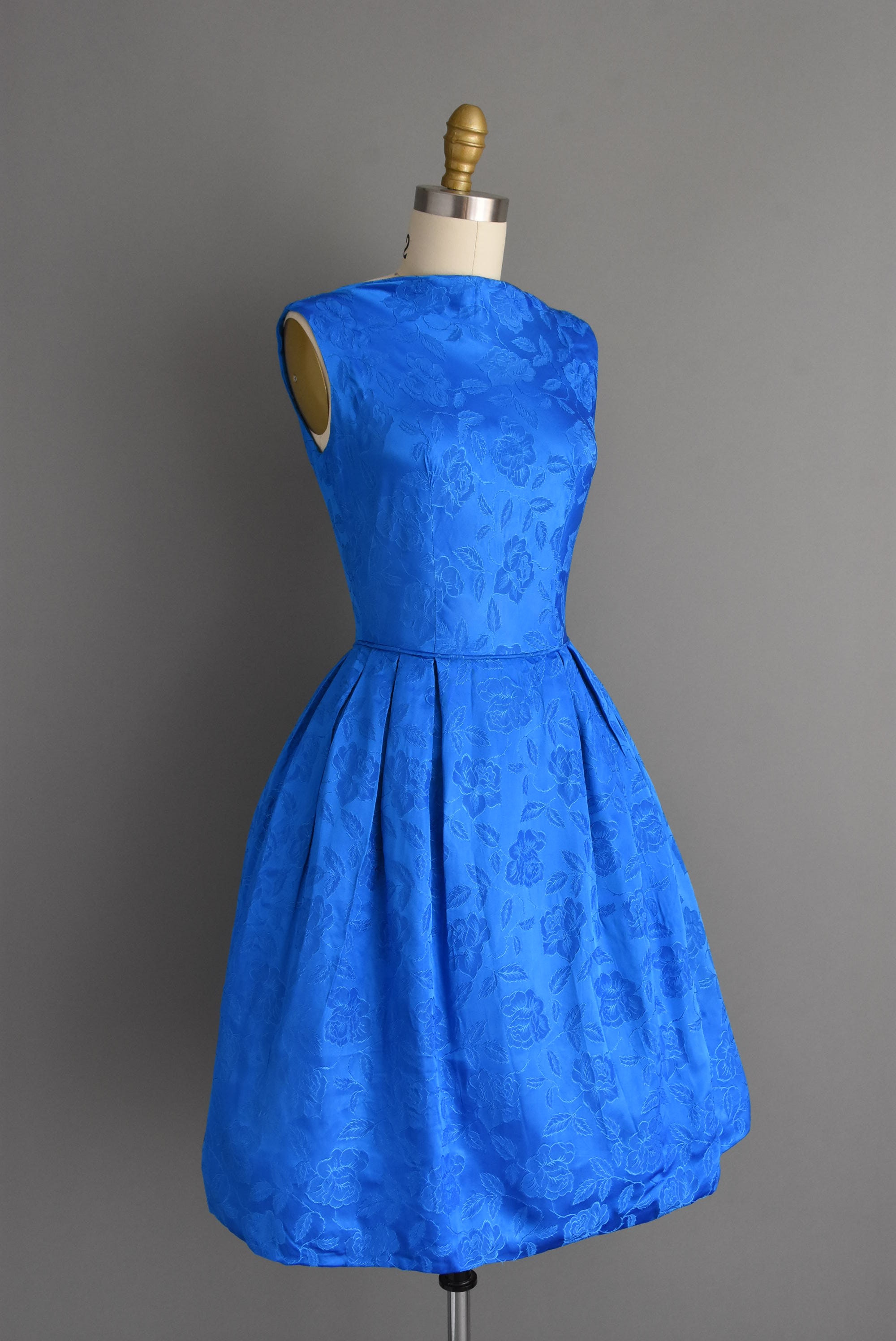 1950s Vintage Dress Gorgeous Royal Blue Floral Full Skirt - Etsy