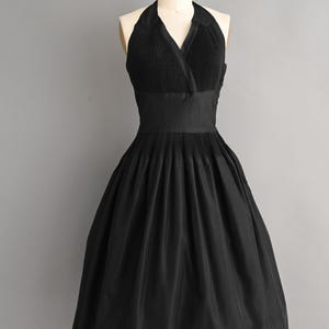 black shirtwaist dress Vintage Black 1950s Shirtwaist Dress