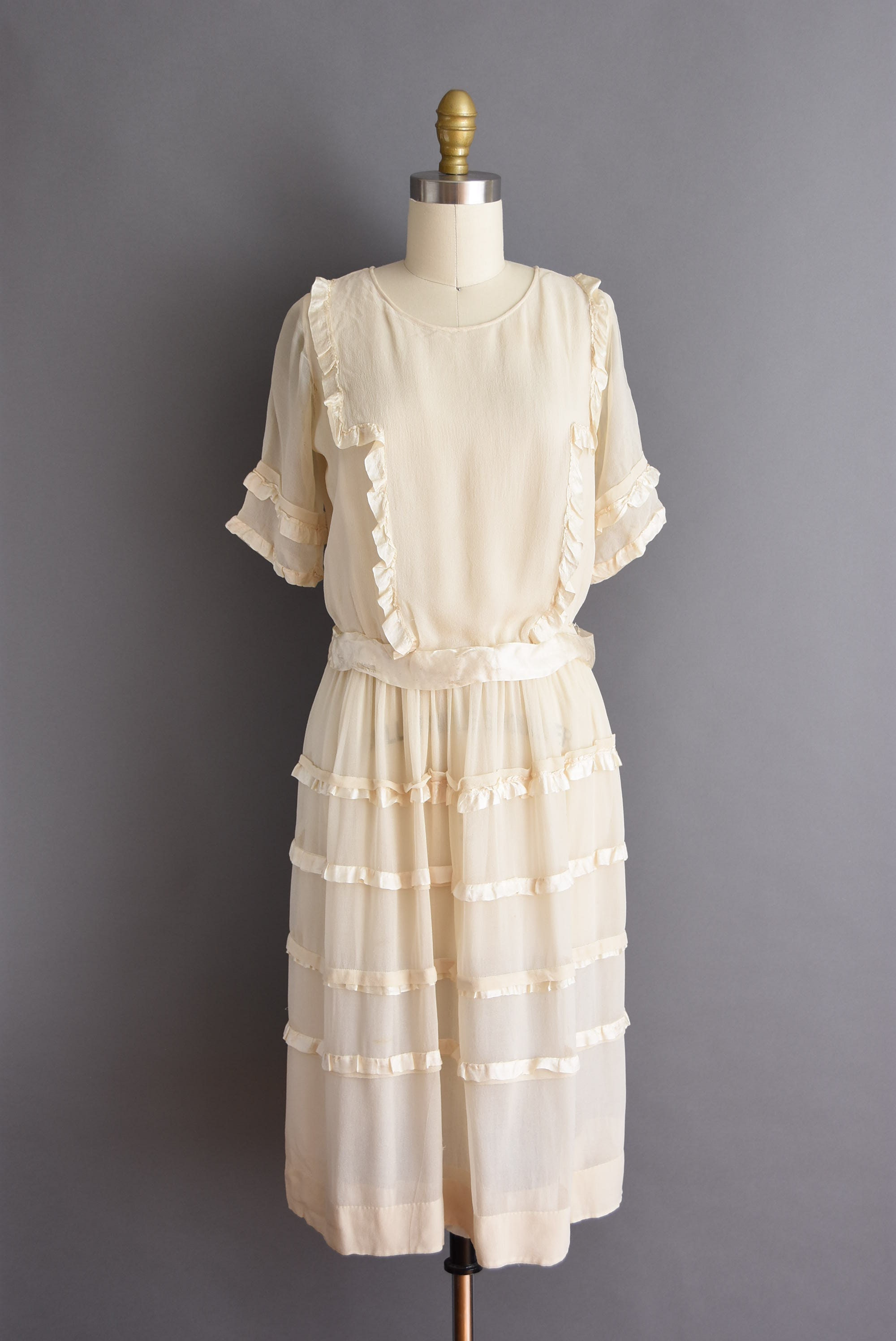 1920s vintage dress ivory chiffon antique bridesmaid wedding | Etsy