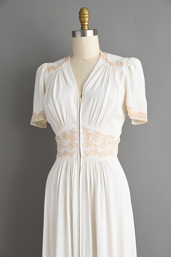 vintage 1940s Dress | Rare Vintage Ivory White Fl… - image 7