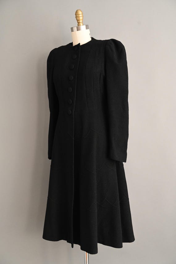 Vintage 1930s Coat | Classic Black Wool Winter Pr… - image 8