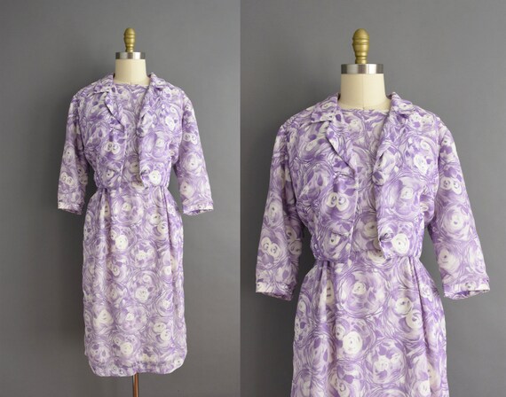 vintage 1950s | Beautiful Purple 2pc Floral Print