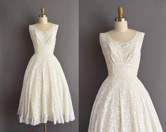50s vintage white lace party prom dress xxs 1950s white full skirt bridesmaid vintage dress