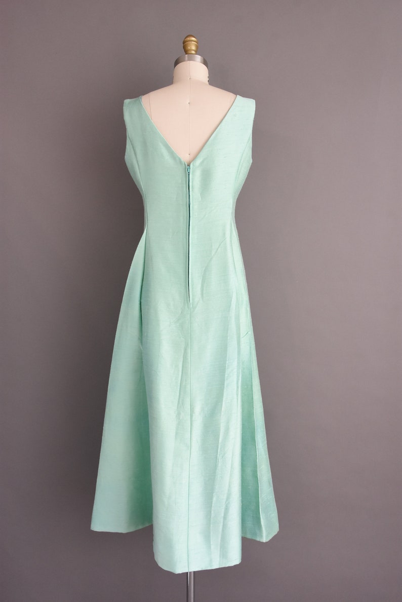 1960s vintage dress Mint Blue Silk Lattice Cocktail Party Bridesmaid Wedding Dress Medium image 9