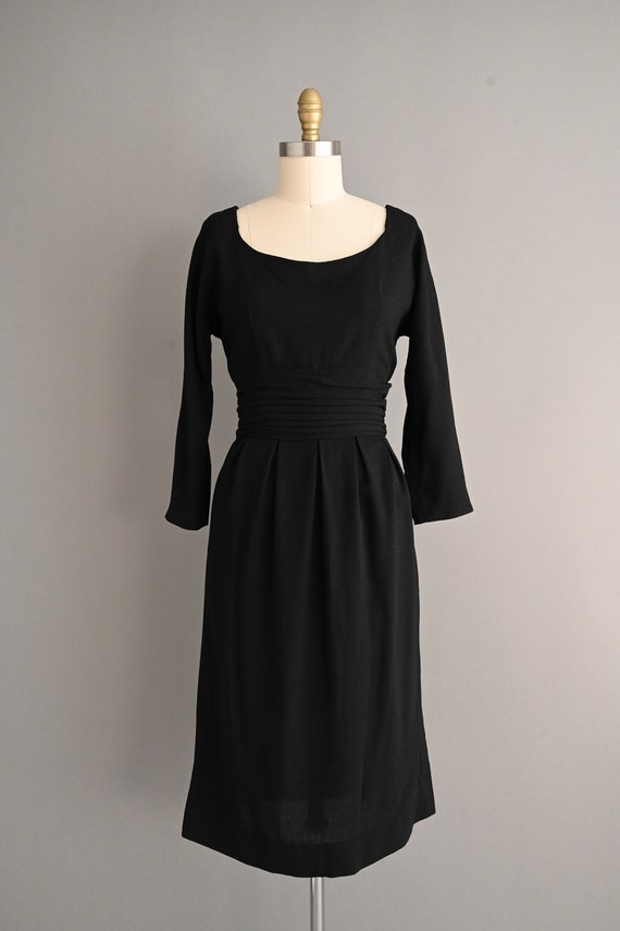 vintage 1950s Classic Black Cocktail Party Wiggle… - image 2