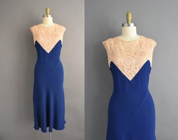 vintage 1930s | Gorgeous Royal Blue Rayon Crepe Bi