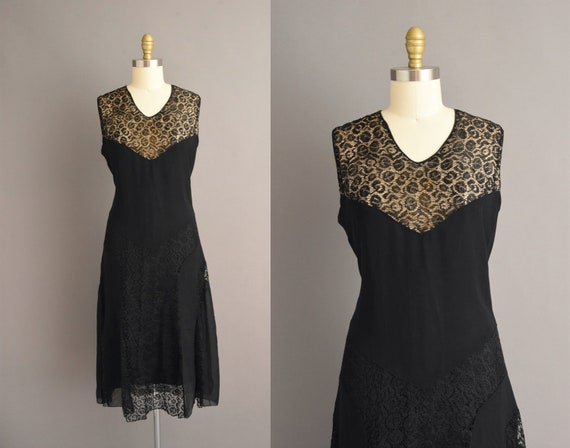 vintage 1930s | Gorgeous Black Antique Silk Chiffo