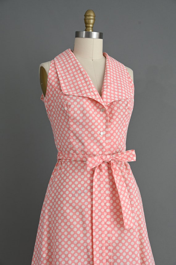 vintage 1970s dress | Peach Pink Polka Dot Cotton… - image 6