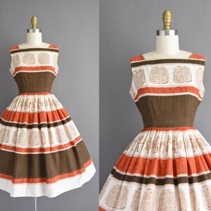 1950s Vintage dress | Rare Shadow Puppet Novelty Print Full Skirt Dress | XS