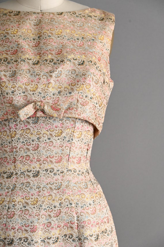 vintage 1950s Stripe Floral Print Wiggle Dress | … - image 5