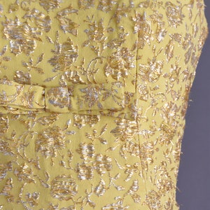 1960s vintage Gold Tinsel Floral Cocktail Party Wedding Dress Medium image 5