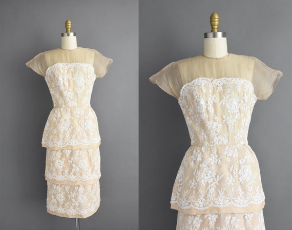 1950s vintage dress | Irene Sargent Ivory Chantil… - image 1