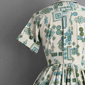 vintage 1960s Dress Vintage Cotton Print Shirtwaist Dress Small image 9
