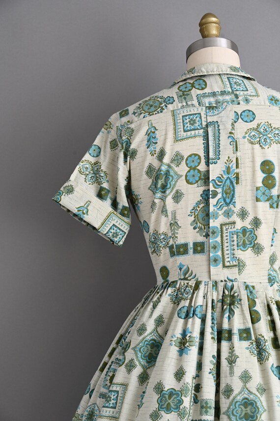 vintage 1960s Dress | Vintage Cotton Print Shirtw… - image 9