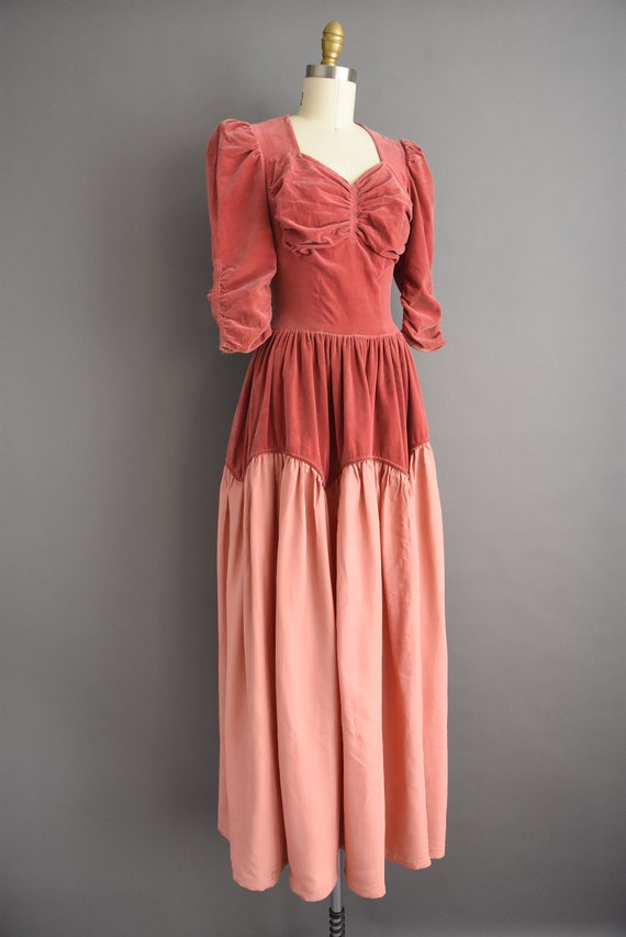 Vintage Pink Velvet 1940s Party Dress | Small - image 5