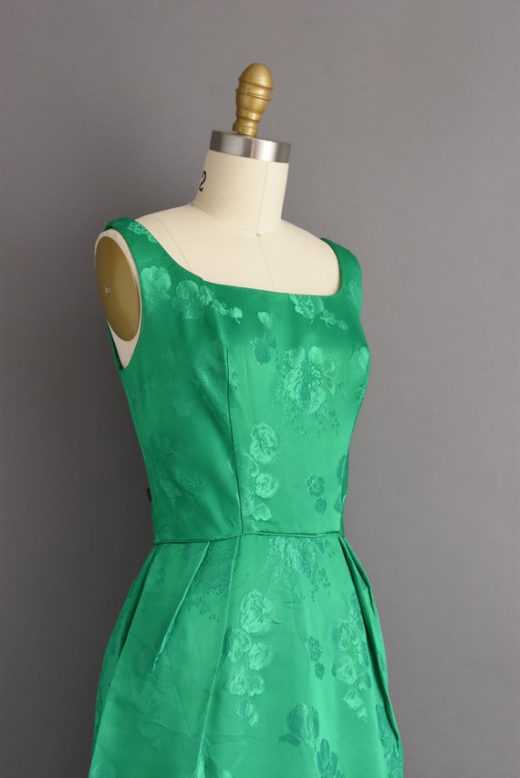 1950s vintage dress | Mardi Gras Kelly Green Flor… - image 5