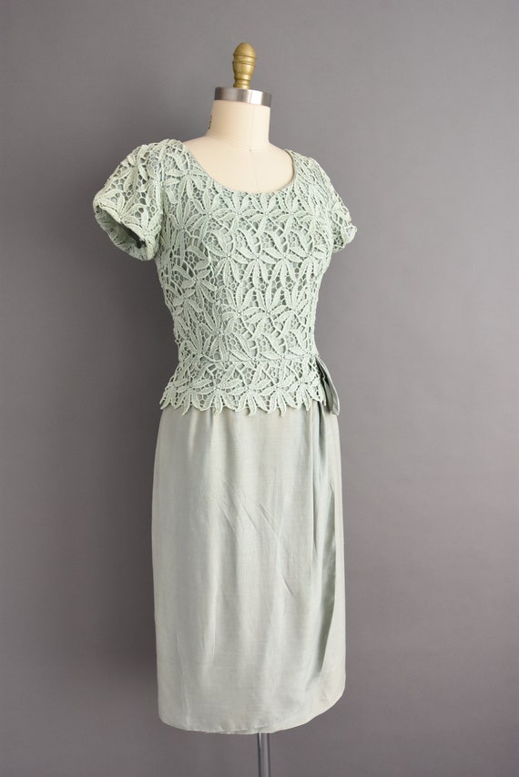 vintage 1950s | Mint Green Embroidered Floral Sho… - image 6