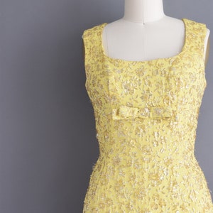 1960s vintage Gold Tinsel Floral Cocktail Party Wedding Dress Medium image 4