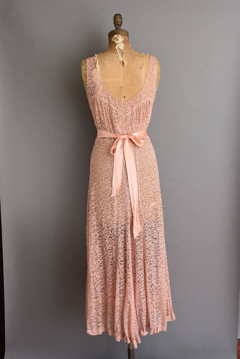 Dusty ROSE 1930s full lace art deco vintage wedding dress | Etsy