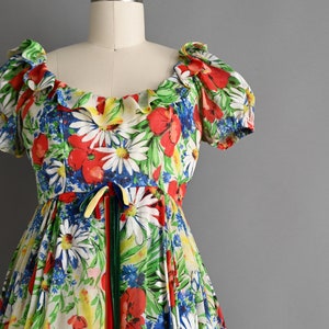 vintage 1960s Dress Vintage Emma Domb Puff Sleeve Floral Spring Dress small image 4