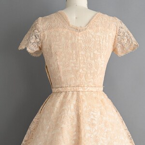 vintage 1950s Dress Vintage Sparkly Champagne Lace Cocktail Full Skirt Dress Small zdjęcie 9