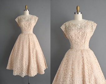 vintage 1950s Iridescent Sequin Lace Dress  | XS Small