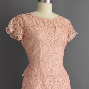 1950s vintage dress Lilli Diamond Dusty Pink Lace Bridesmaid Cocktail Party Wiggle Dress Large 50s dress image 6