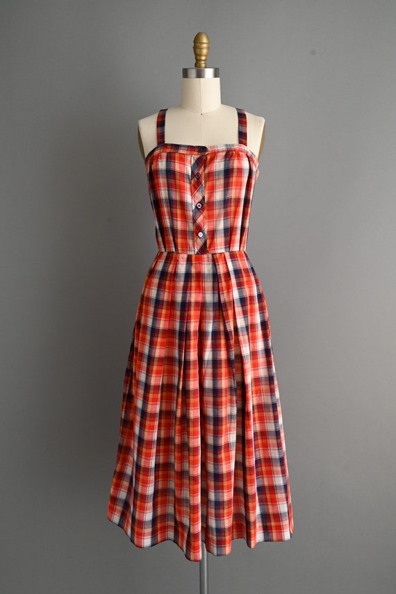 Retro Style One Shoulder Black Plaid 1950s Dress