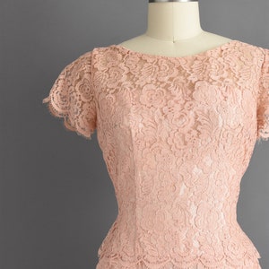 1950s vintage dress Lilli Diamond Dusty Pink Lace Bridesmaid Cocktail Party Wiggle Dress Large 50s dress image 4