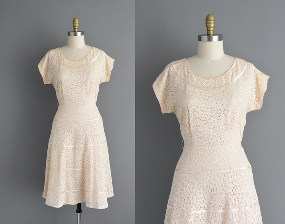 1950s vintage dress | Beautiful Ivory Cotton Lace… - image 1