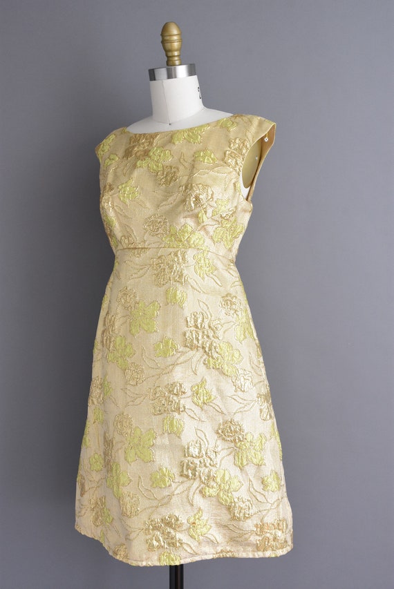 vintage 1960s dress | Sparkling gold tinsel flora… - image 6