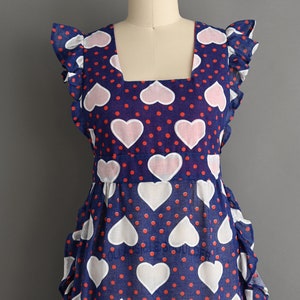 vintage 1960s Dress Vintage Heart Print Ruffle Cotton Dress Medium image 3