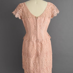 1950s vintage dress Lilli Diamond Dusty Pink Lace Bridesmaid Cocktail Party Wiggle Dress Large 50s dress image 9