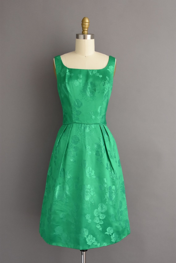 1950s vintage dress | Mardi Gras Kelly Green Flor… - image 2
