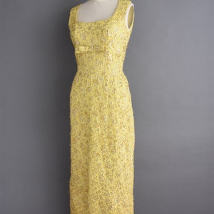 1960s vintage Gold Tinsel Floral Cocktail Party Wedding Dress Medium image 8