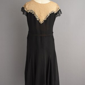 vintage 1920s antique black chiffon lace flapper dress Large image 9