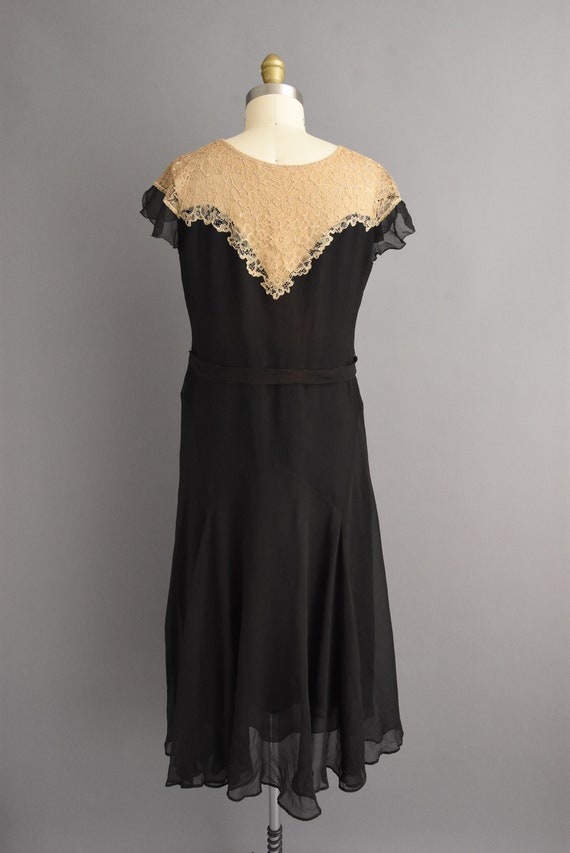 vintage 1920s antique black chiffon lace flapper … - image 9