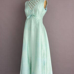 1960s vintage dress Mint Blue Silk Lattice Cocktail Party Bridesmaid Wedding Dress Medium image 8