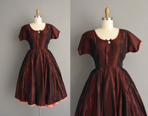 1950s vintage dress | Gorgeous Rusty Red Sweeping… - image 1