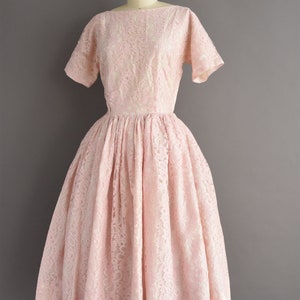 vintage 1950s dress Pastel Pink Sweeping Full Skirt Party Dress Small image 7