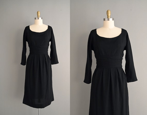 vintage 1950s Classic Black Cocktail Party Wiggle… - image 1