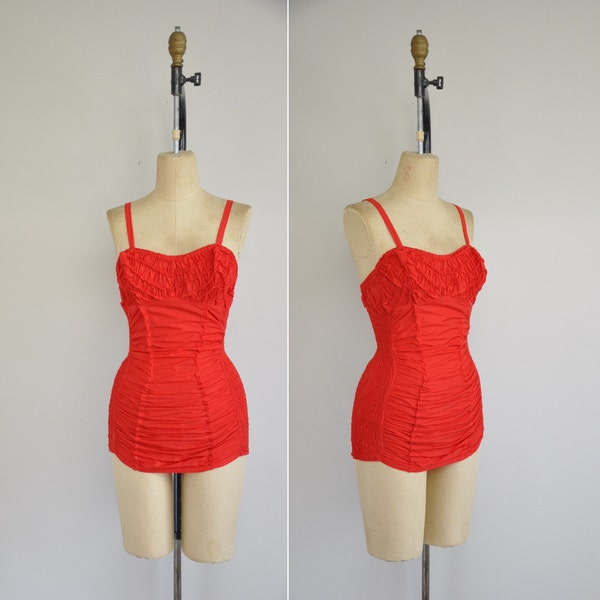 r e s e r v e d...vintage 1950s swimsuit / 50s rare Jantzen swimsuit / 50s classic cherry red swimsuit